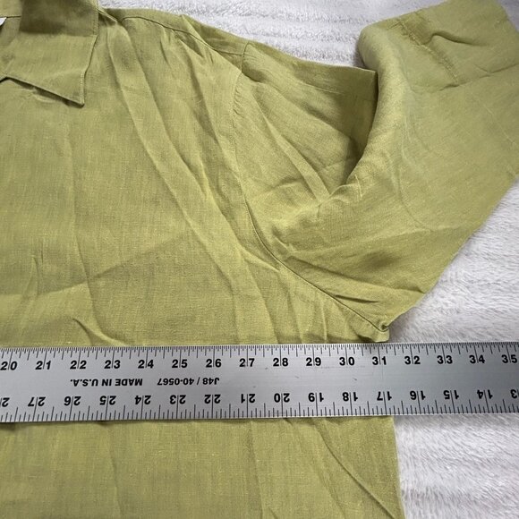 Harper Greer Womens Lime Green Linen Button-Down Long Sleeve Tunic Shirt Top XL - Picture 6 of 7